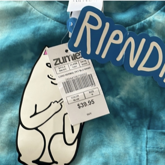 New With Tags Ripndip Lord Nermal Tie-Dyed Blue Pocket T-Shirt - Medium - Picture 2 of 4